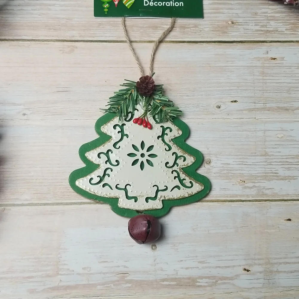 Christmas tree green Ornament with jingle bell hanger